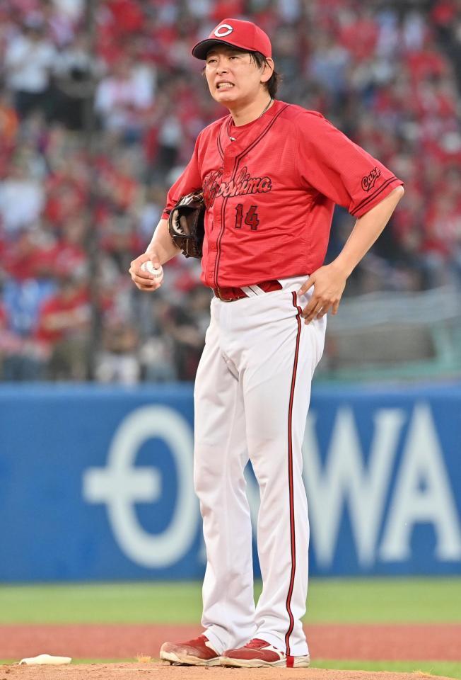 　１回、村上に適時二塁打を打たれた大瀬良