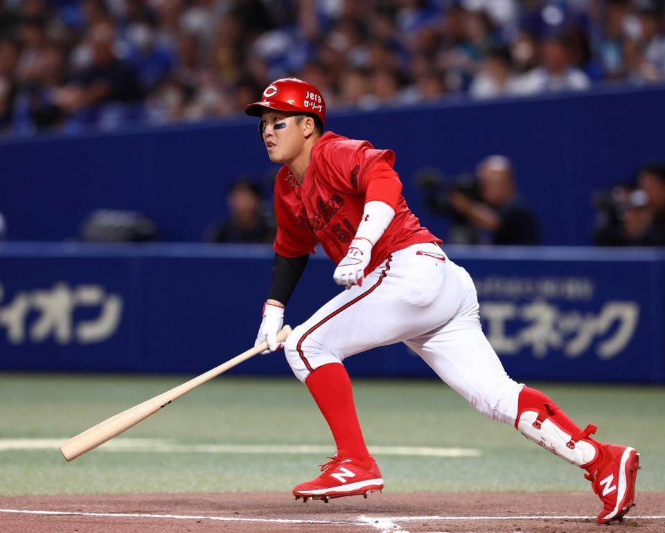 　１回、左前に先制打を放つ（撮影・山口登）