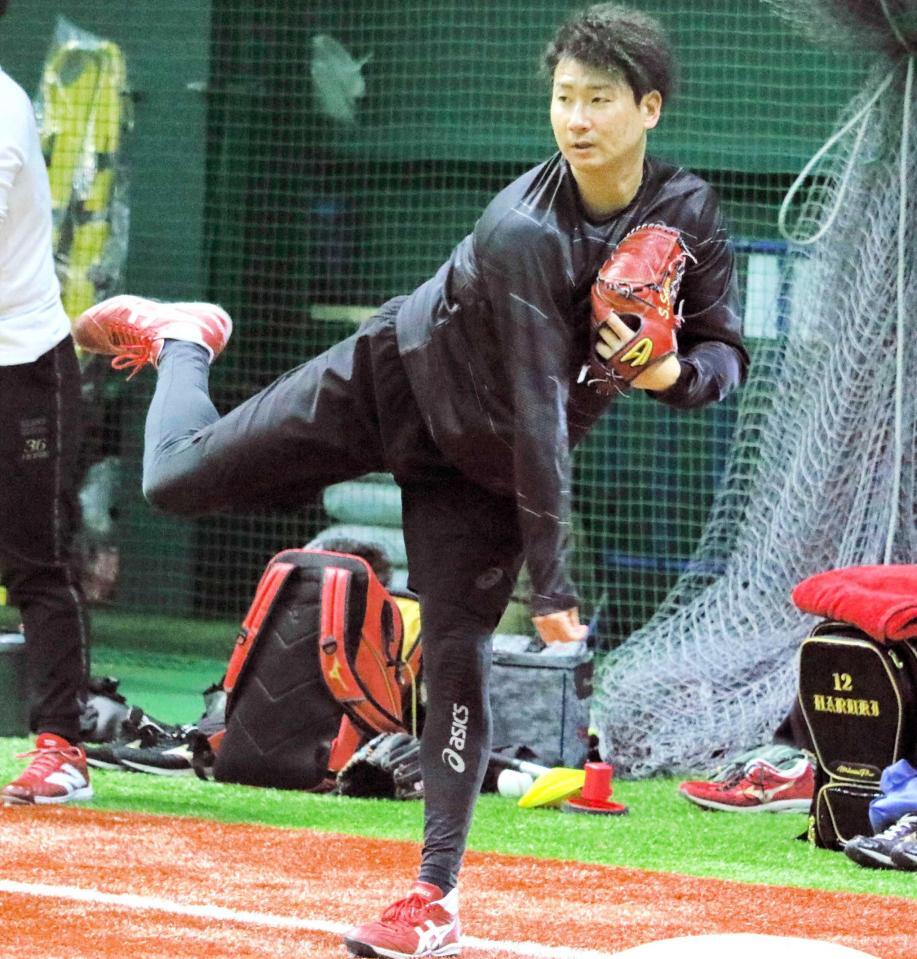 　キャッチボールを行う島内（撮影・向亮祐）