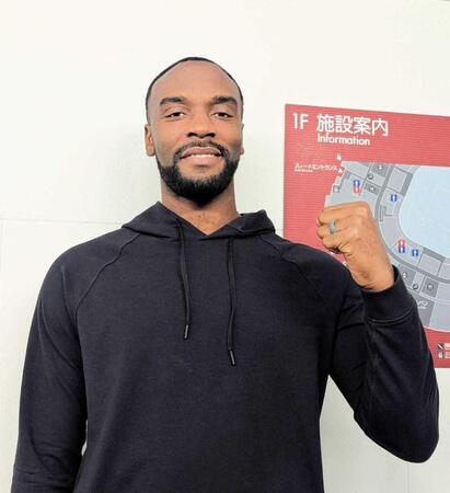 　マツダスタジアムを訪れたハーン（撮影・畠山賢大）