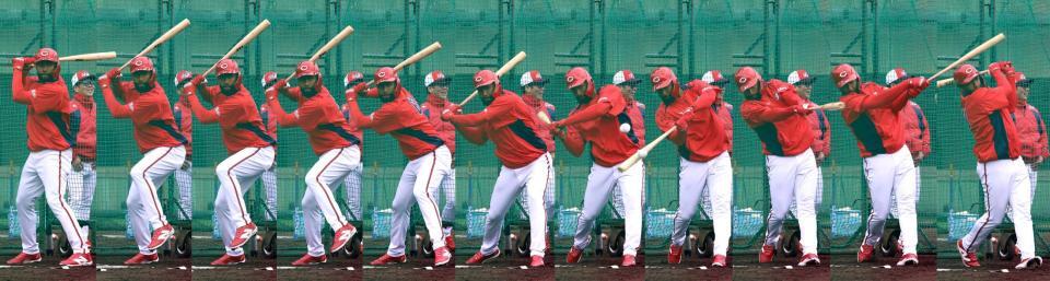 　ファビアンの打撃連続写真