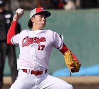 　シート打撃で好投する常広（撮影・市尻達拡）