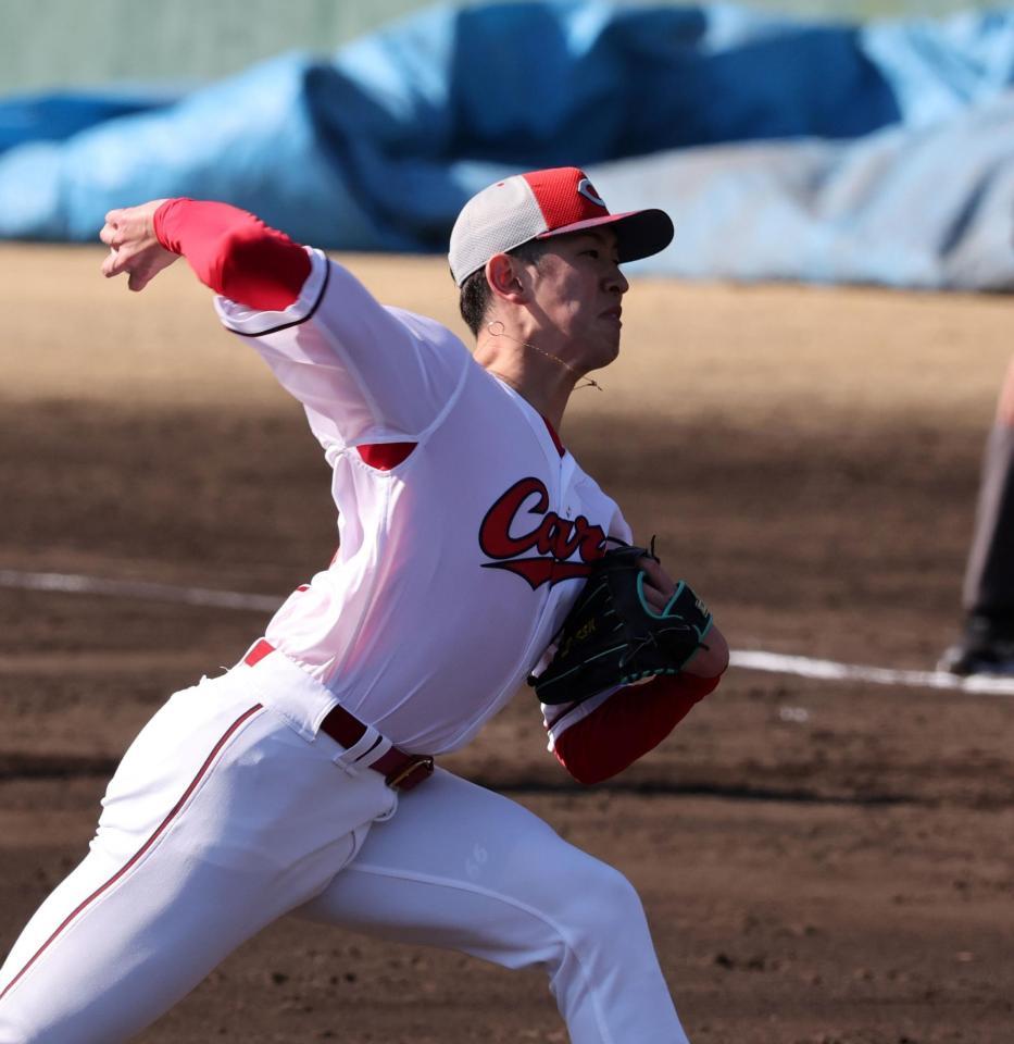 　１回無失点と好投した遠藤（撮影・市尻達拡）