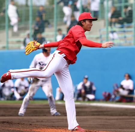 　先発し力投する常広（撮影・山口登）