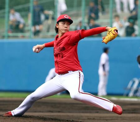 　先発し力投する常広（撮影・山口登）