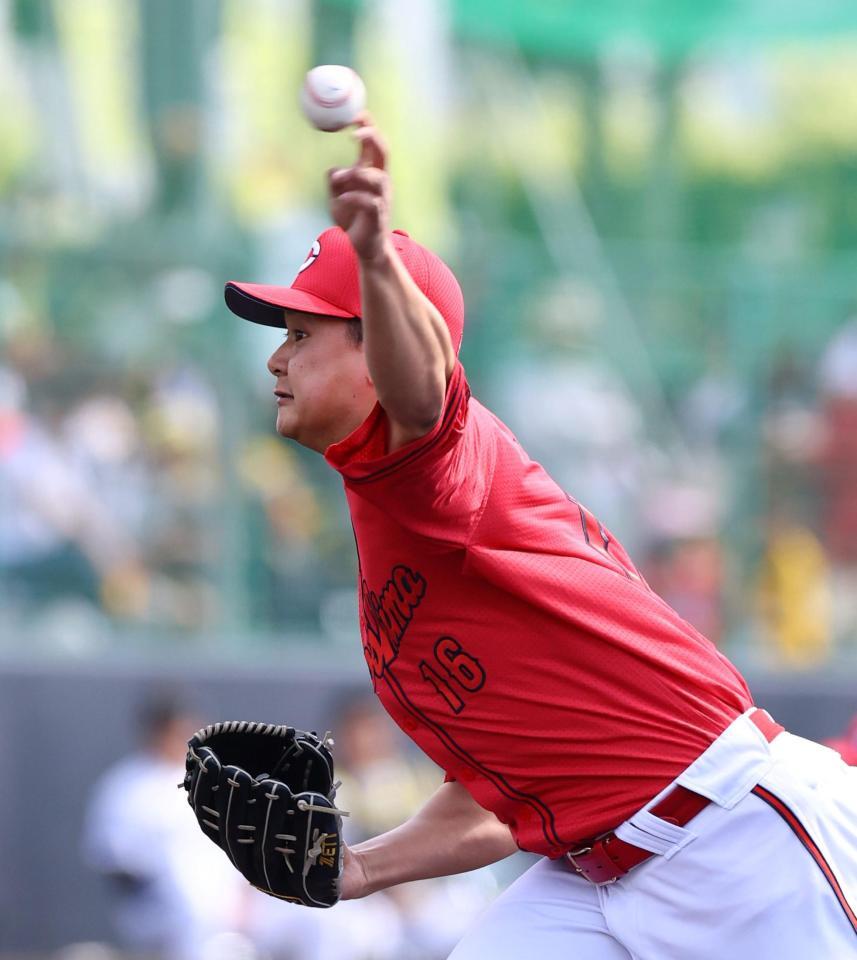 　先発し力投する森（撮影・山口登）