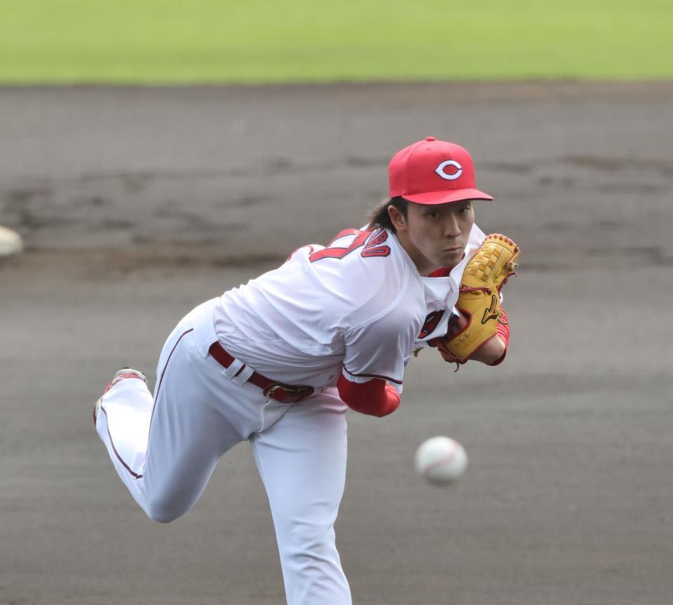 　先発し力投する常広（撮影・市尻達拡）