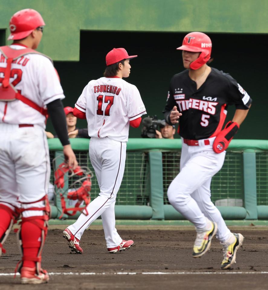 　３回、先制点を奪われる常広（撮影・市尻達拡）