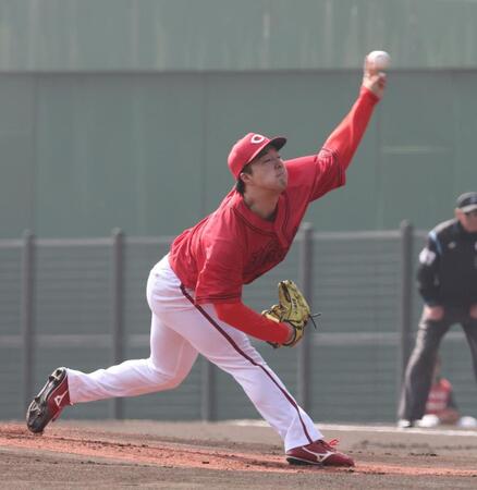 　先発し力投する佐藤柳（撮影・市尻達拡）