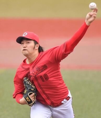 　先発マウンドで２回１安打無失点の好投を見せ、順調な調整をアピールした床田（撮影・開出牧）