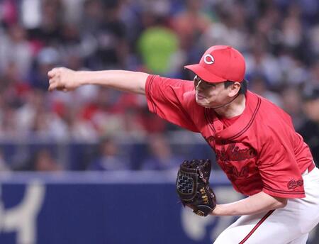 　先発し、力投する大瀬良（撮影・市尻達拡）