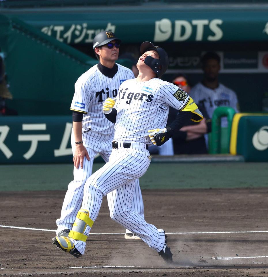 　４回、森下は遊ゴロで一塁に駆け込むもアウトになり天を仰ぐ（撮影・山口登）