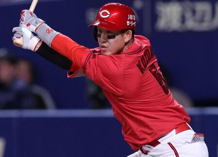 広島・小園が四球をもぎ取り打席で雄たけび 約2年ぶりスタメン落ちから気迫の姿勢