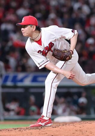 　７回無失点と好投した大瀬良（撮影・市尻達拡）