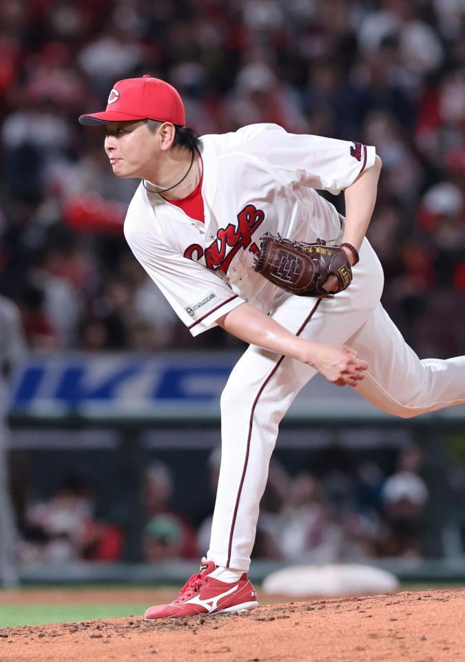 　７回無失点と好投した大瀬良（撮影・市尻達拡）