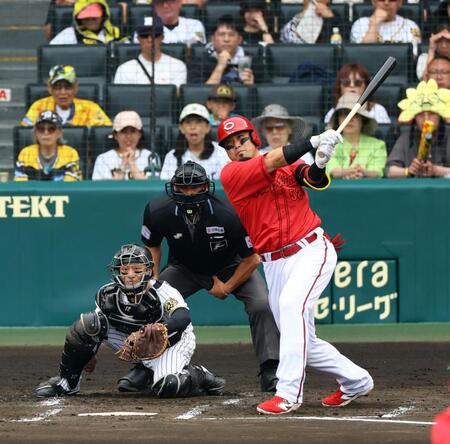 広島 末包が5試合ぶり打点の先制犠飛!ファビアンが止まらない16試合連続安打 二回り目で阪神・伊原を攻略