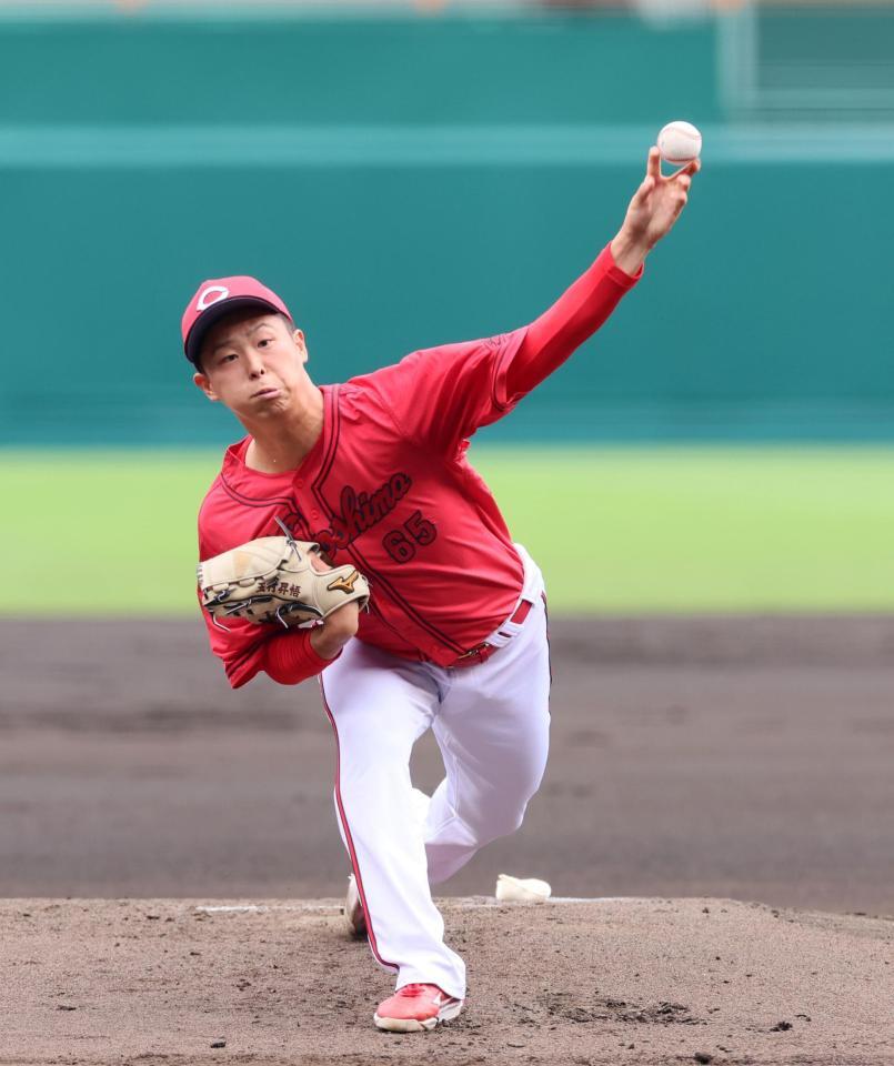 　阪神打線を相手に力投する玉村（撮影・立川洋一郎）