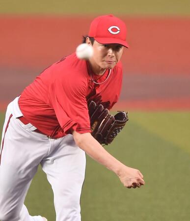 　力投する大瀬良（撮影・開出牧）