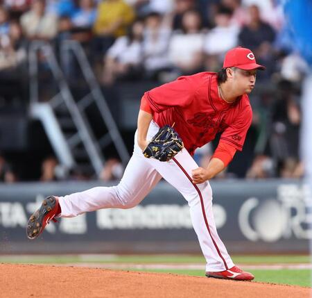 　力投する先発の床田（撮影・中島達哉）