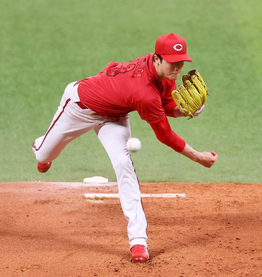 　日本ハム打線相手に力投する森下