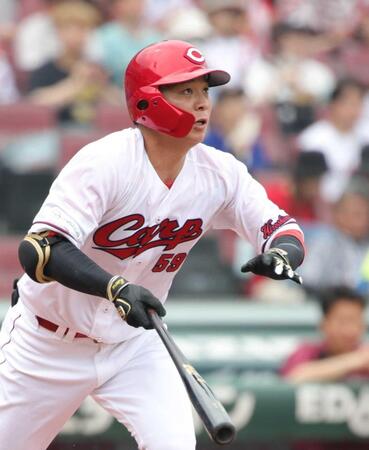 　１回、自身初の先制弾を放つ大盛