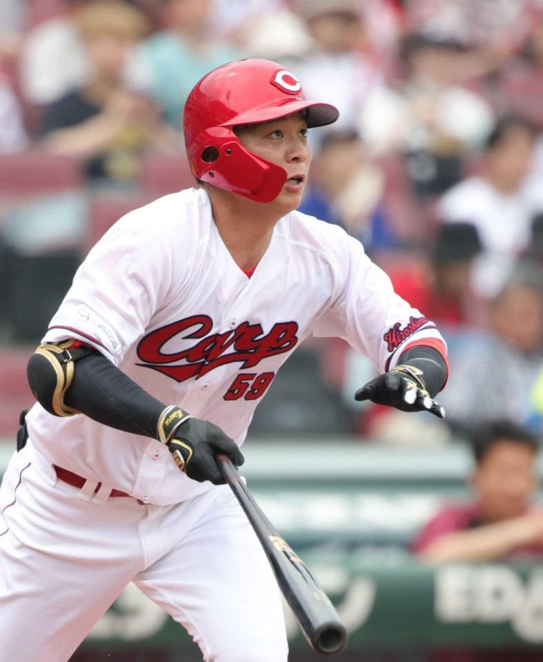 　１回、自身初の先制弾を放つ大盛