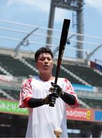 　打撃練習をする大盛（撮影・市尻達拡）