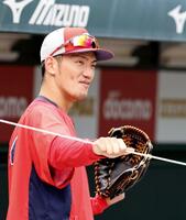 　ショートへの強い思いを示す矢野（撮影・市尻達拡）