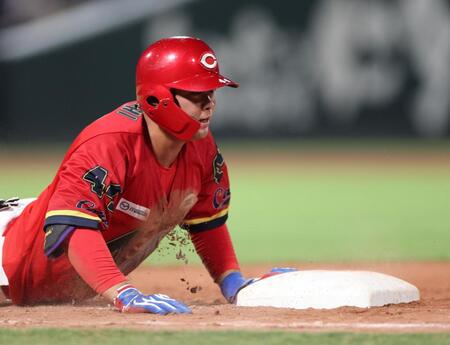 　６回、一ゴロで一塁へヘッドスライディングする林（撮影・市尻達拡）