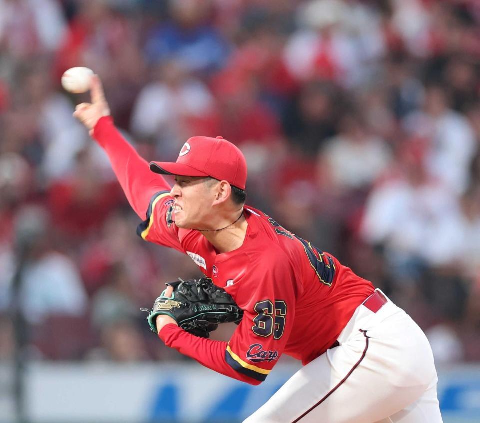 　先発し、力投する遠藤