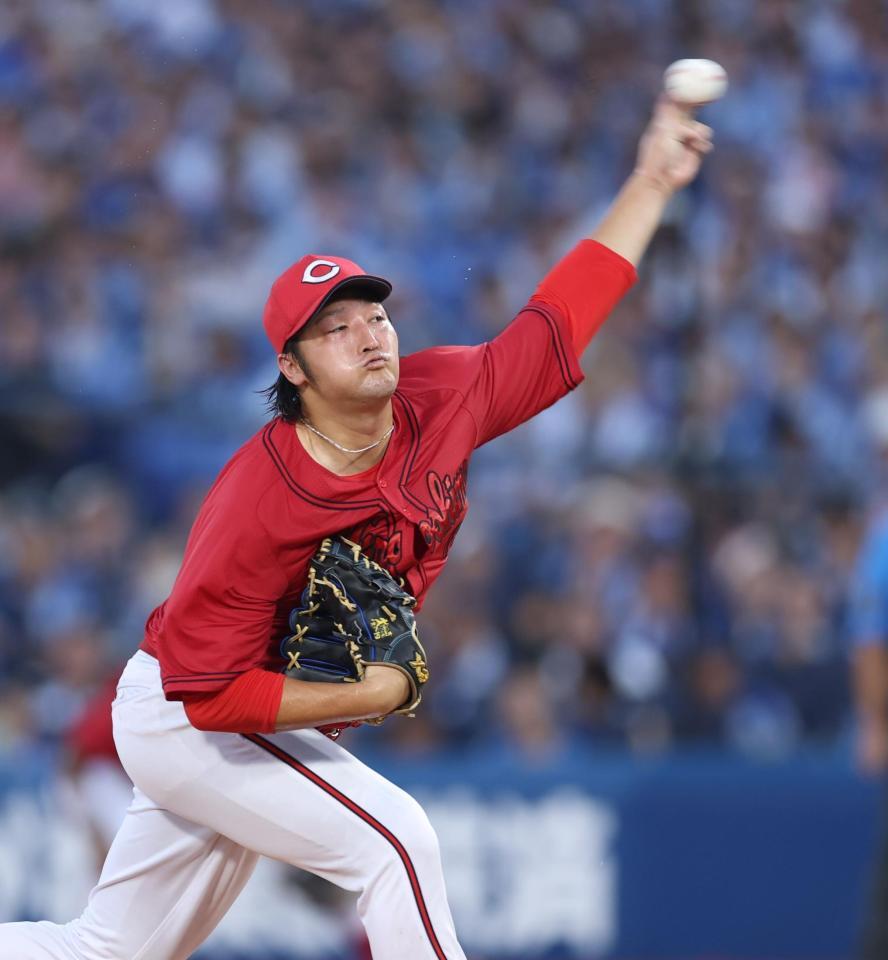 　力投する床田（撮影・金田祐二）