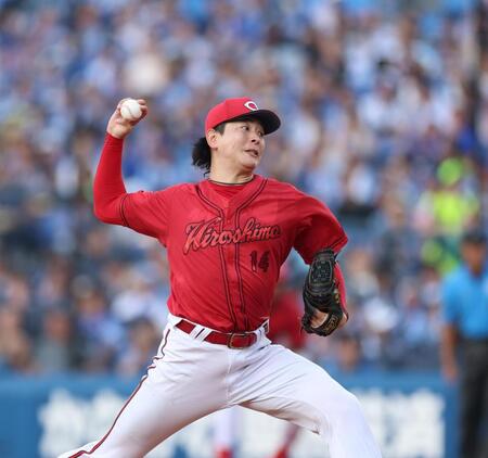 　力投する大瀬良（撮影・金田祐二）