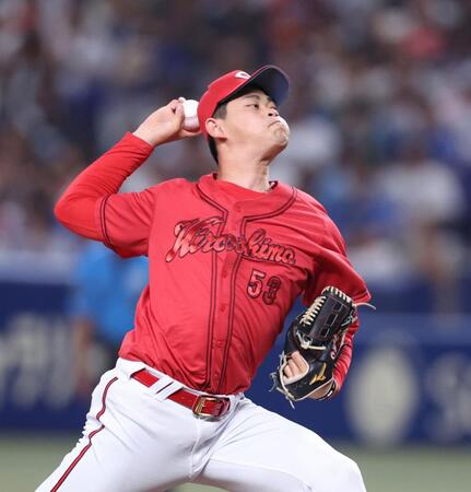 　１回無失点と好投する岡本（撮影・市尻達拡）