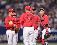 　１回、ピンチを招き、一度間を取る森下（撮影・市尻達拡）