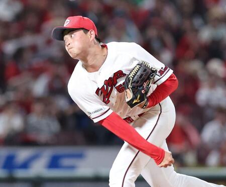 　１回無失点と好投する岡本（撮影・市尻達拡）