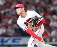 　１回無失点と好投する岡本（撮影・市尻達拡）