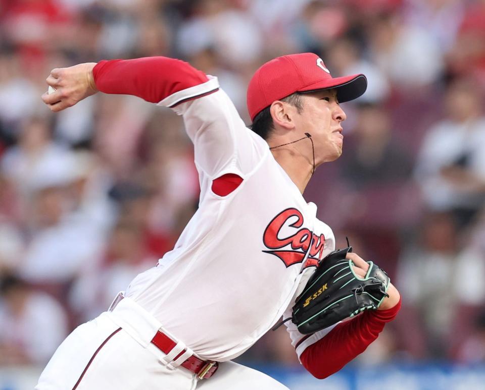 　先発し力投する遠藤（撮影・市尻達拡）