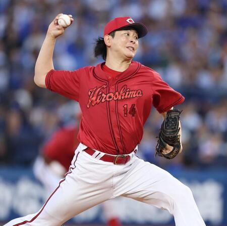 　力投する大瀬良（撮影・金田祐二）