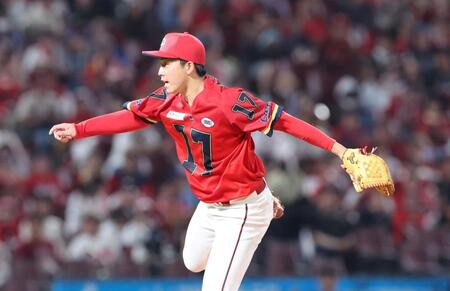 　先発し、躍動感あるフォームで投げ込む常広（撮影・市尻達拡）