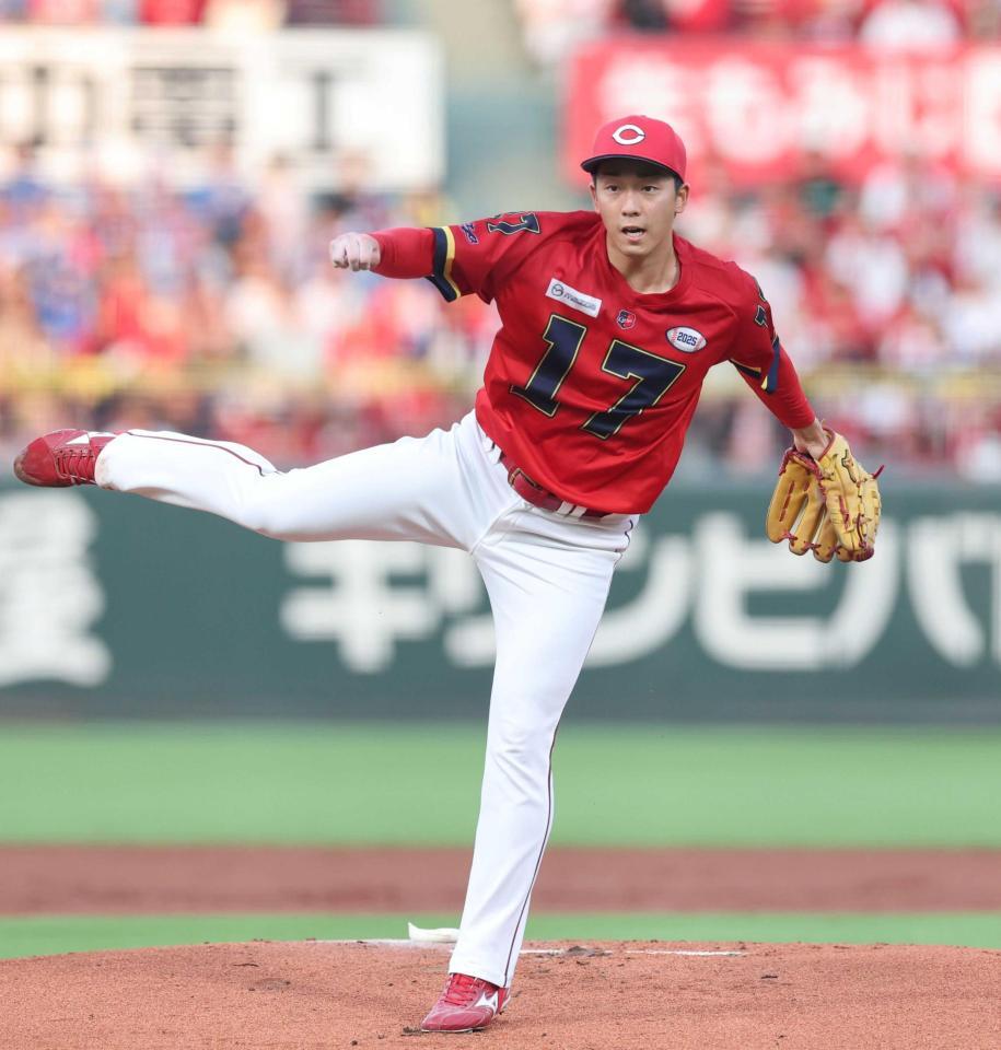 　今季初先発初勝利の力投を見せた常広（撮影・市尻達拡）