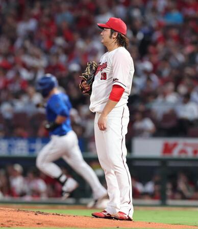 ２回、オースティンに２ランを許す床田（撮影・市尻達拡）