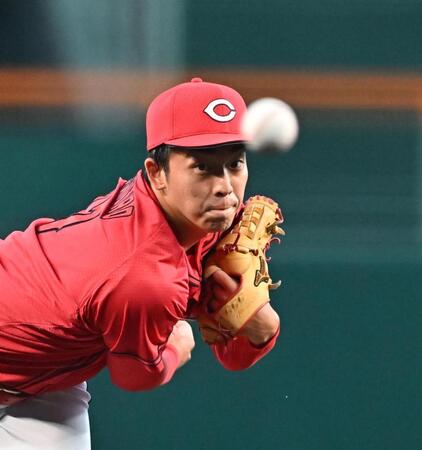 　力投する常広（撮影・西田忠信）