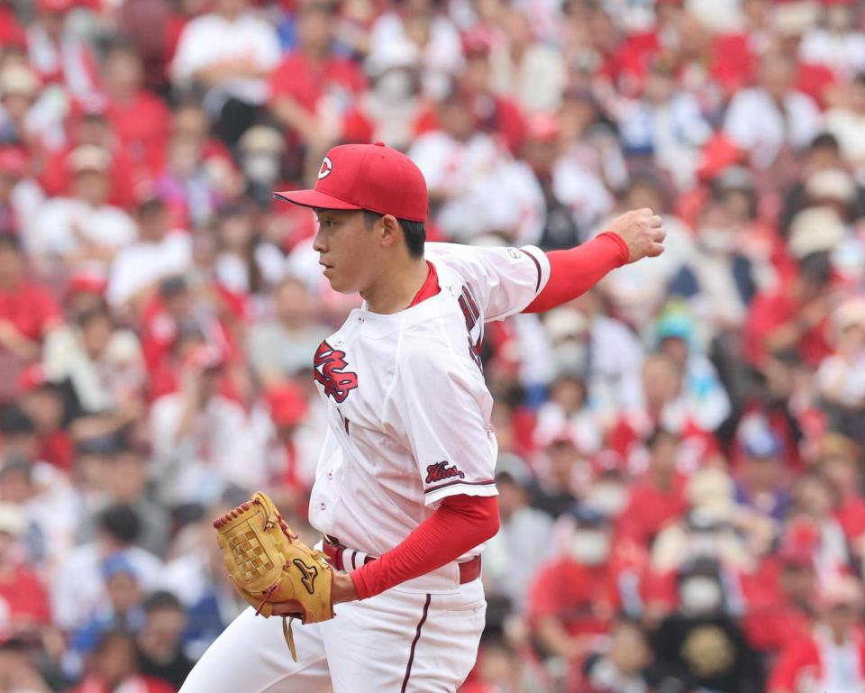 　先発し、力投する常広（撮影・市尻達拡）