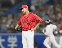 　２回、山田（奥）に本塁打を許した森（撮影・石井剣太郎）