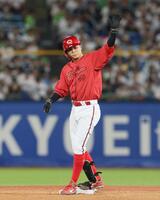 　５回、二塁打を放った大盛（撮影・石井剣太郎）