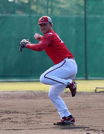 　ノックを受ける佐々木（撮影・市尻達拡）