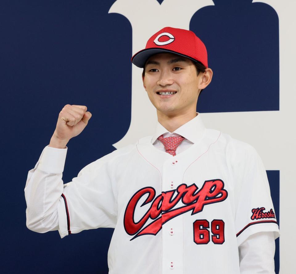 　現役ドラフトで加入し、活躍を誓う辰見（撮影・市尻達拡）