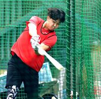 打撃練習で快音を響かせる平川（撮影・北村雅宏）