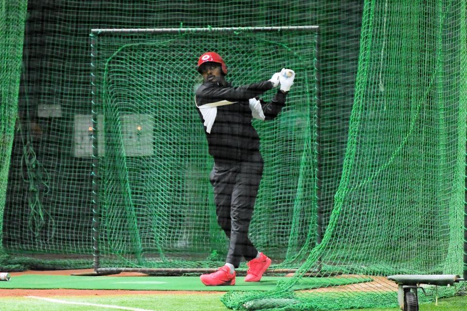 打撃練習を行うモンテロ（撮影・畠山賢大）