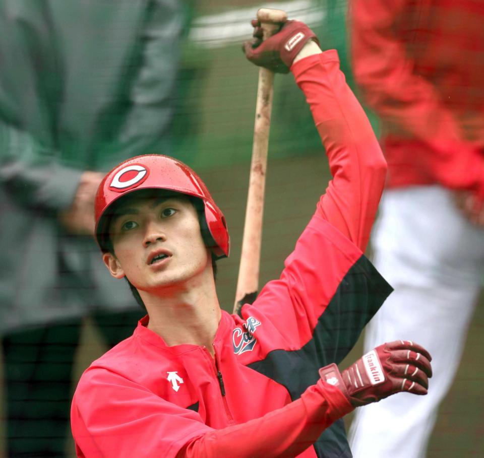 打撃練習する辰見